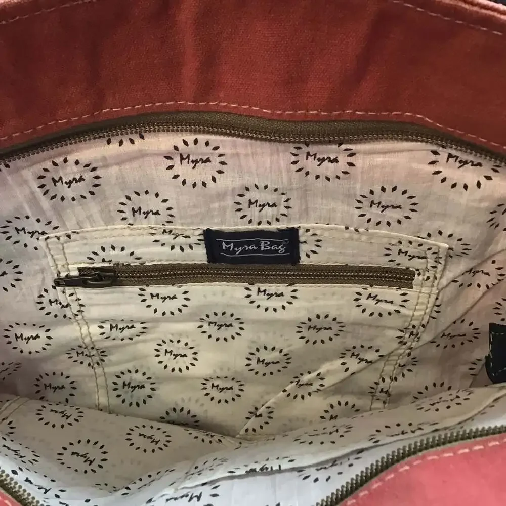 Myra Bag Ruby Canyon Upcycled Canvas and Leather Tote Bag NWT Western Cowgirl - Picture 3 of 7